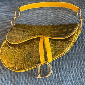 Vintage Crocodile Embossed Dior Saddle bag from 2001 Collection by John Galliano